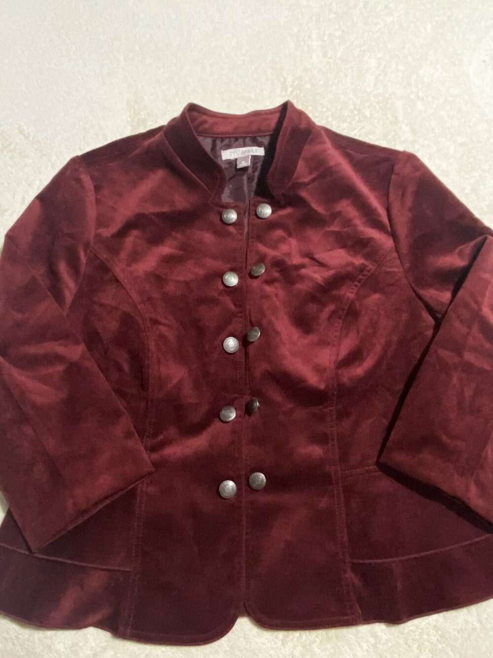 ROZ & ALI Burgundy Velvet Jacket Women’s Size M